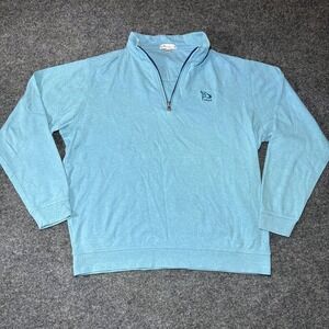 Peter Millar Mens Crown Comfort Interlock Quarter-Zip Size Large Light Blue Golf